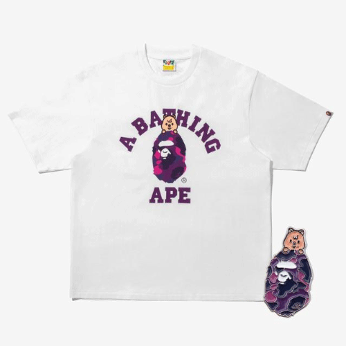 BAPE X Stray Kids [ HAN QUOKKA COLLEGE TEE M (HAN) + METAL PINS (PURPLE) ]