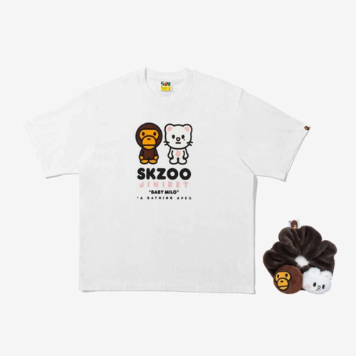 BAPE X Stray Kids [ Jiniret BABY MILO TEE M (Hyunjin) + SCRUNCHIES (BLACK) ]