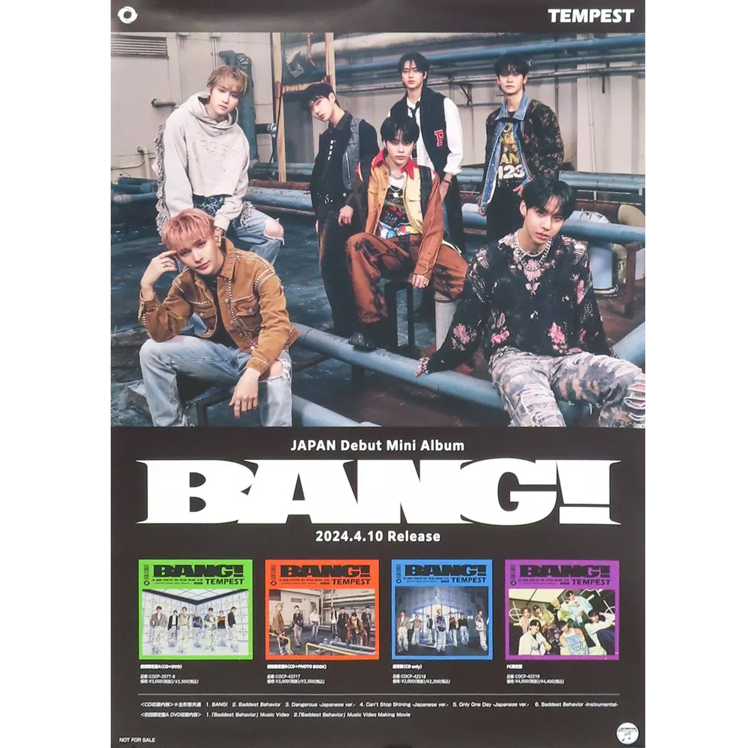 TEMPEST JAPAN DEBUT MINI ALBUM [ BANG ]  | POSTER ONLY