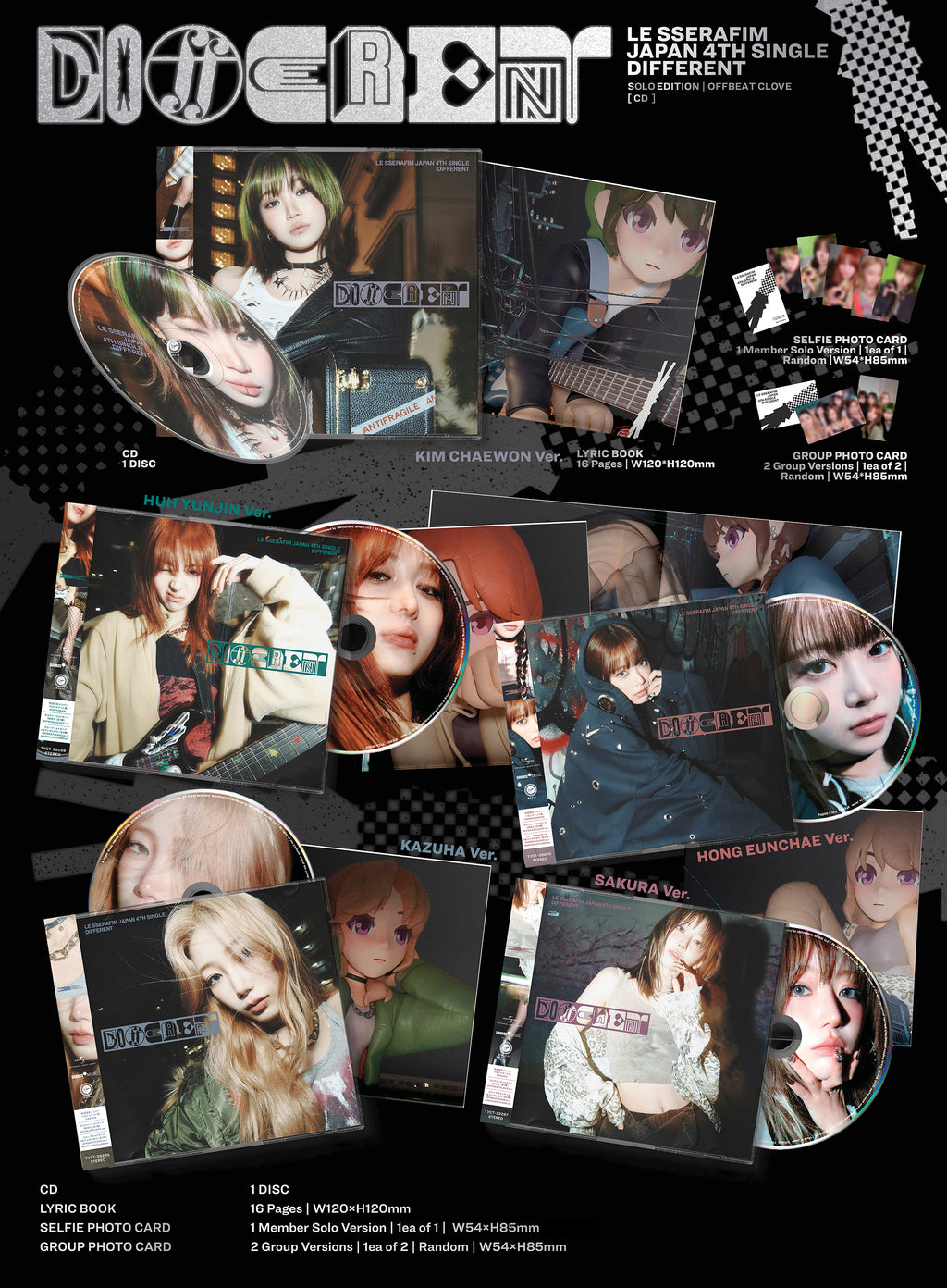 LE SSERAFIM DIFFERENT [Solo Jacket Edition] JAPAN 4th Single