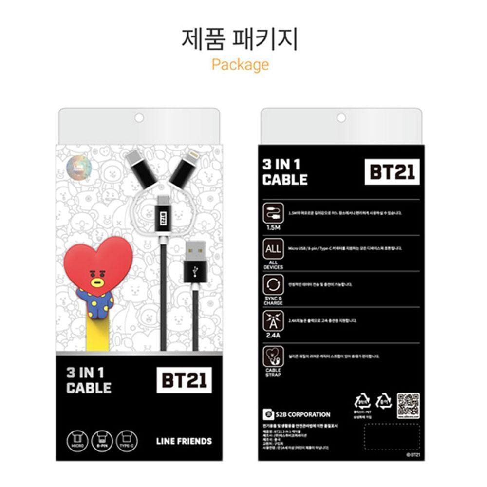 MUSIC PLAZA Goods TATA BT21 CHARACTER STRAP [ 3 in 1 ] CABLE