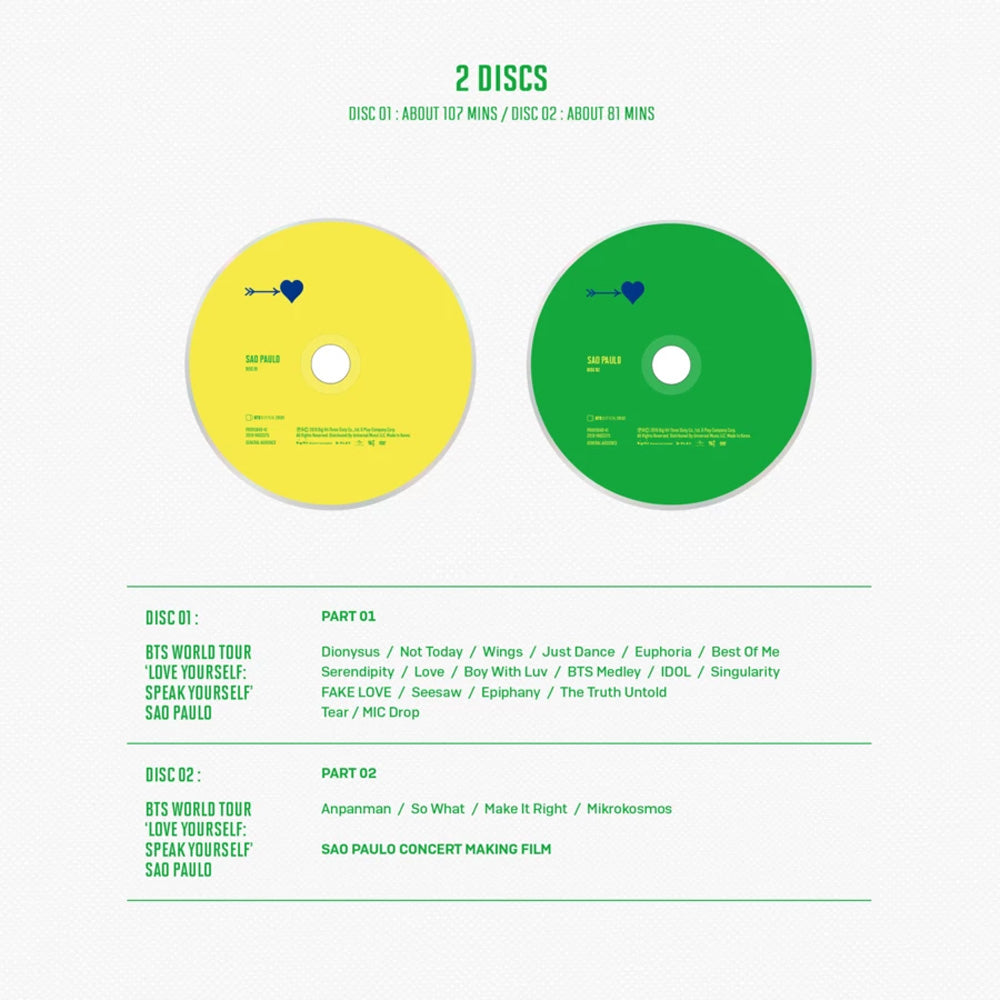 BTS WORLD TOUR [ LOVE YOURSELF - SPEAK YOURSELF ] SAO PAULO DVD