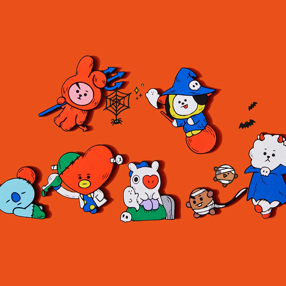 BT21 2019 HALLOWEEN COLLECTION [ MAGENET SET-  KNOCK, KNOCK WHO'S THERE]
