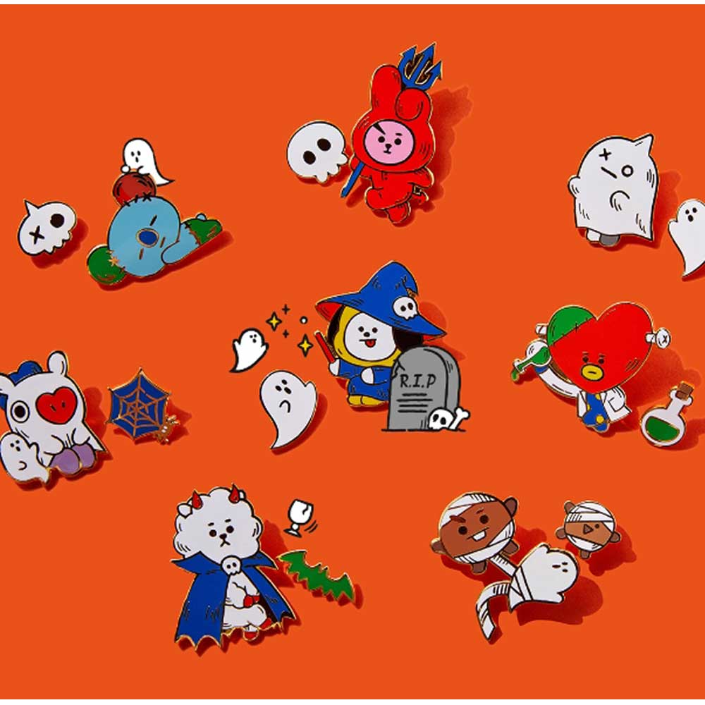 BT21 2019 HALLOWEEN COLLECTION [ METAL BADGE-  KNOCK, KNOCK WHO'S THERE] | 2PCS