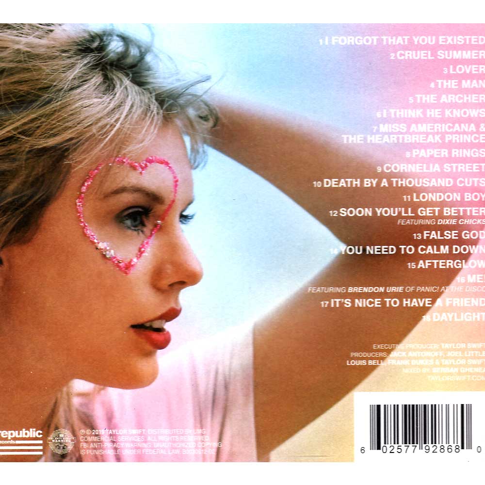 TAYLOR SWIFT 7TH ALBUM [ LOVER ] - Music Plaza